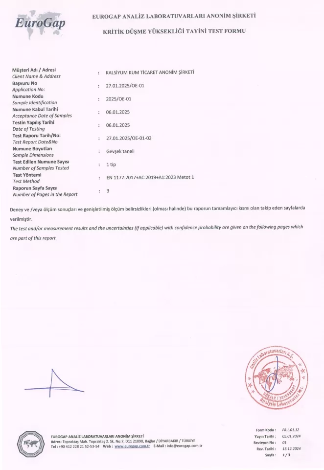 Kritik Düşme Yüksekliği Tayini Testi